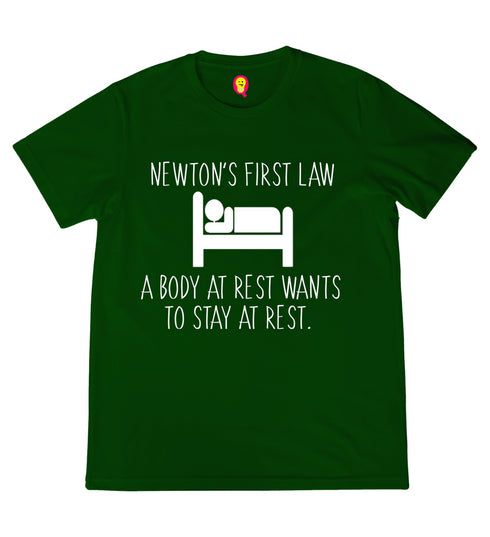 Quirkipedia Newton's First Law PHYSICS Science, Nerd, Geeky Mens TShirts