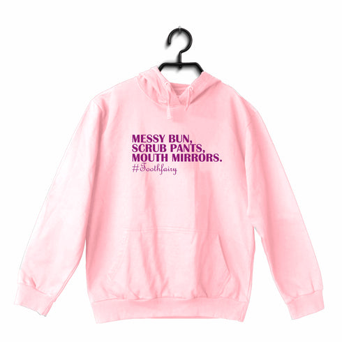 Quirkipedia Messy Bun Scrub Pants Mouth Mirrors Dentists Dentist, Medicine, Hooded SweatShirts