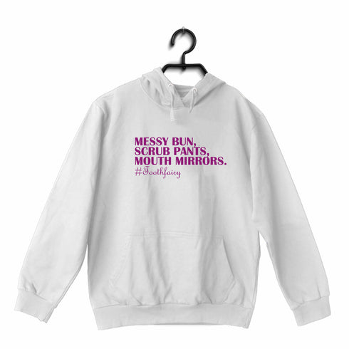 Quirkipedia Messy Bun Scrub Pants Mouth Mirrors Dentists Dentist, Medicine, Hooded SweatShirts