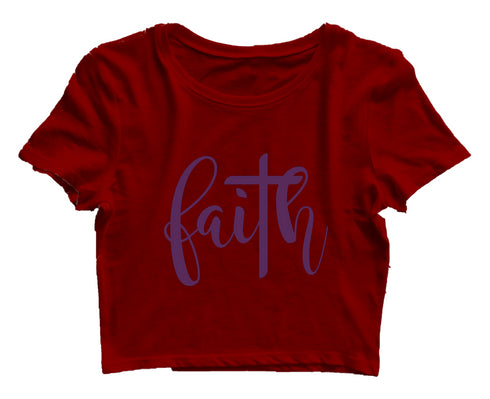 Faith with cross Christianity Womens Crop Tops