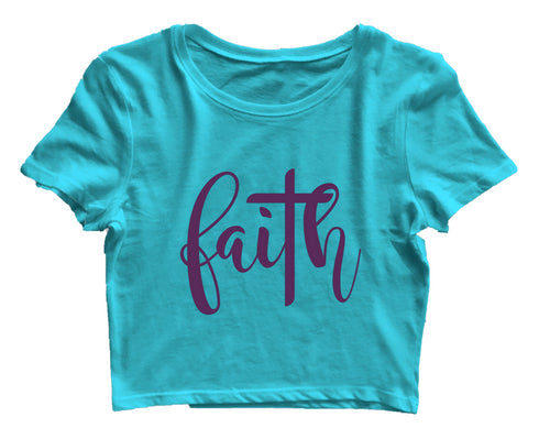 Faith with cross Christianity Womens Crop Tops