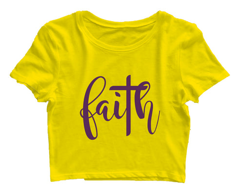 Faith with cross Christianity Womens Crop Tops