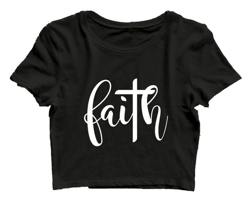 Faith with cross Christianity Womens Crop Tops