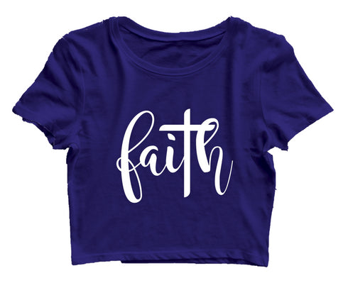 Faith with cross Christianity Womens Crop Tops