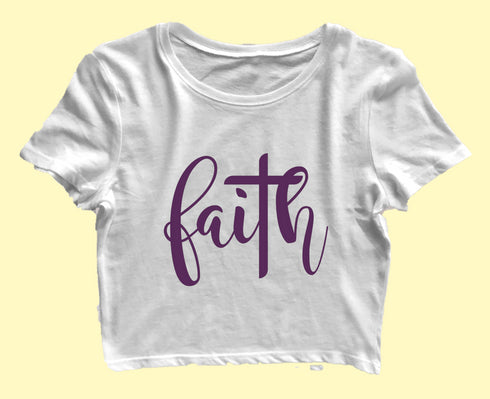Faith with cross Christianity Womens Crop Tops