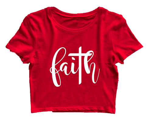 Faith with cross Christianity Womens Crop Tops