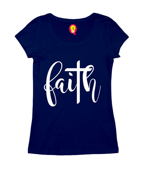 Faith with cross Christianity Womens Tshirts