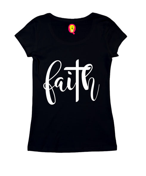Faith with cross Christianity Womens Tshirts