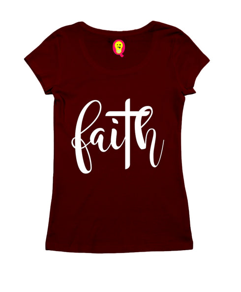 Faith with cross Christianity Womens Tshirts