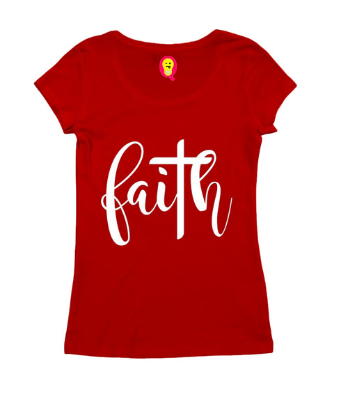 Faith with cross Christianity Womens Tshirts
