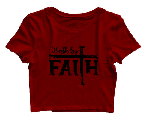 Walk by faith Christianity Womens Crop Tops