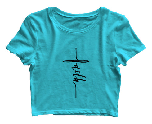 Faith in cross shape Christianity Womens Crop Tops