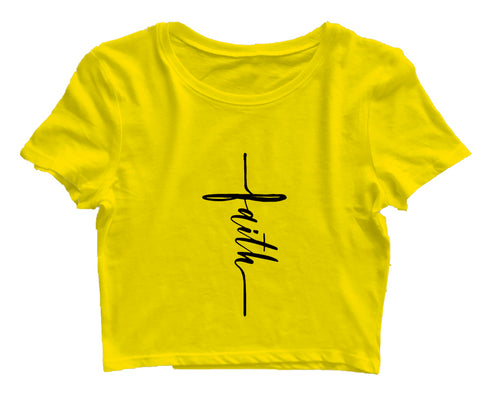 Faith in cross shape Christianity Womens Crop Tops