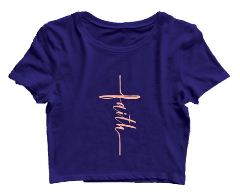 Faith in cross shape Christianity Womens Crop Tops