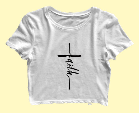 Faith in cross shape Christianity Womens Crop Tops