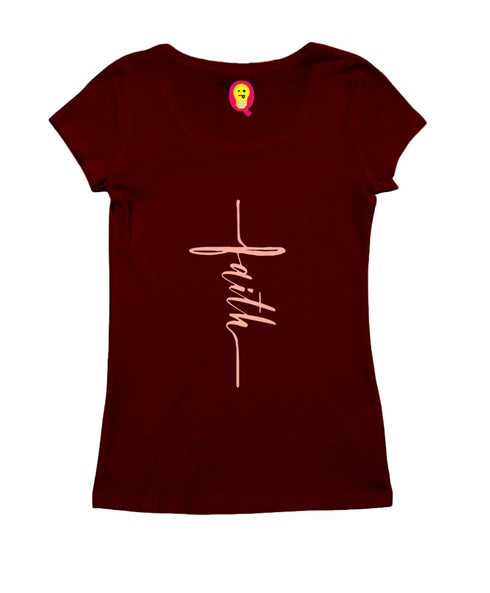 Faith in cross shape Christianity Womens Tshirts
