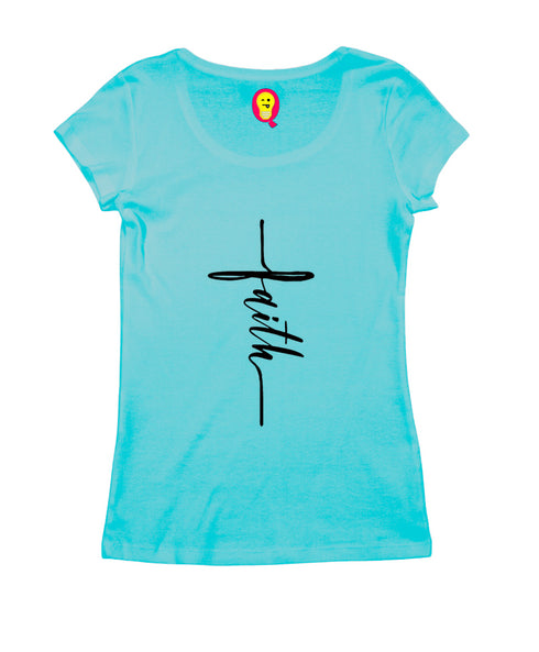 Faith in cross shape Christianity Womens Tshirts