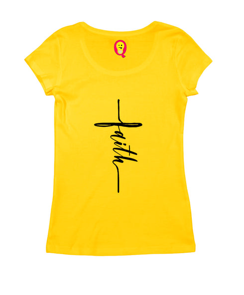 Faith in cross shape Christianity Womens Tshirts