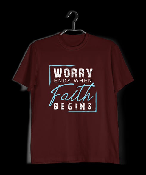 Worry ends when faith begins 2cor 5:7 Christianity Mens TShirts