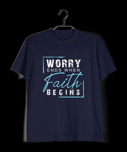 Worry ends when faith begins 2cor 5:7 Christianity Mens TShirts