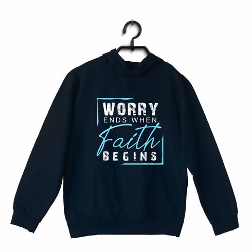 Worry ends when faith begins 2cor 5:7 Christianity Hooded SweatShirts