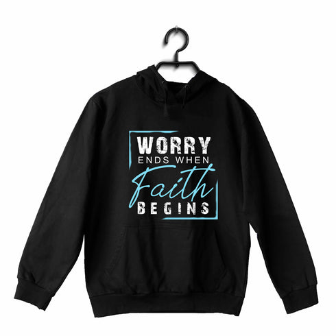 Worry ends when faith begins 2cor 5:7 Christianity Hooded SweatShirts