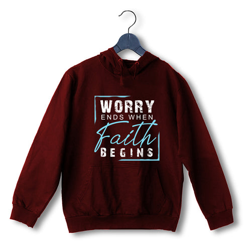 Worry ends when faith begins 2cor 5:7 Christianity Hooded SweatShirts