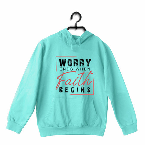 Worry ends when faith begins 2cor 5:7 Christianity Hooded SweatShirts
