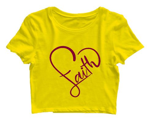 Faith in heart shape Christianity Womens Crop Tops
