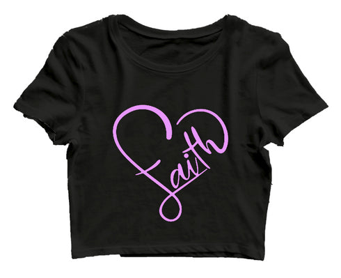 Faith in heart shape Christianity Womens Crop Tops