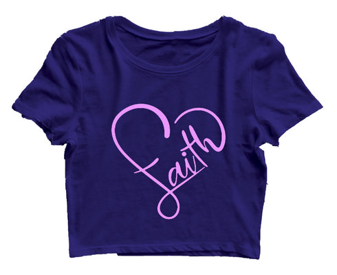 Faith in heart shape Christianity Womens Crop Tops