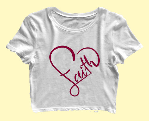 Faith in heart shape Christianity Womens Crop Tops