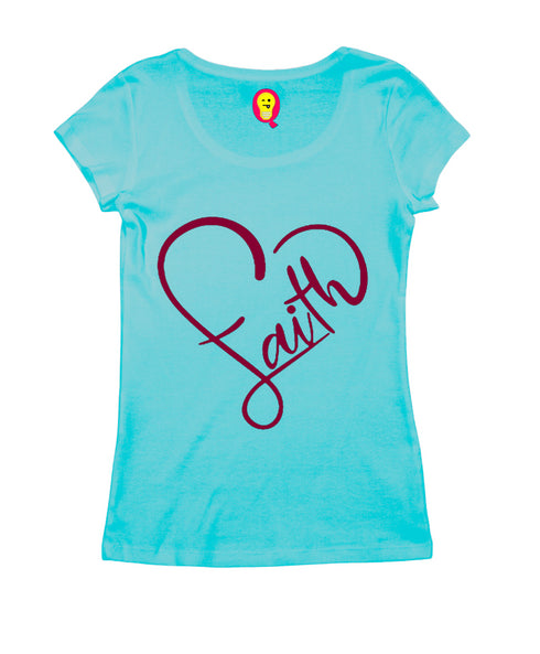 Faith in heart shape Christianity Womens Tshirts
