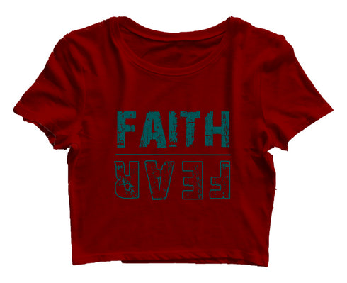 Faith | Fear (upside down) Christianity Womens Crop Tops