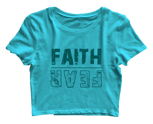 Faith | Fear (upside down) Christianity Womens Crop Tops