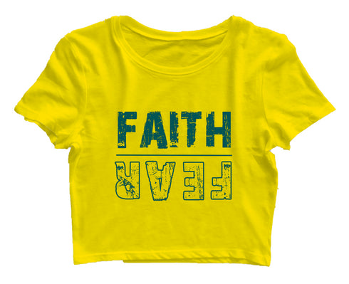 Faith | Fear (upside down) Christianity Womens Crop Tops