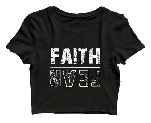 Faith | Fear (upside down) Christianity Womens Crop Tops
