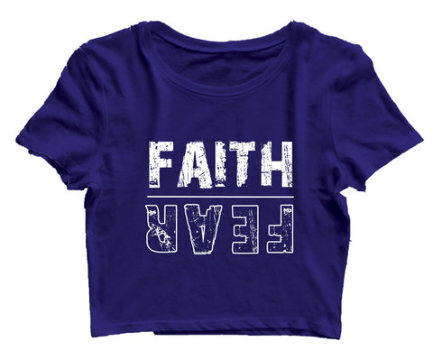 Faith | Fear (upside down) Christianity Womens Crop Tops