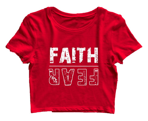 Faith | Fear (upside down) Christianity Womens Crop Tops