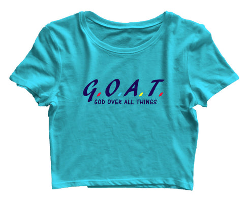 G.O.A.T. God over all things Christianity Womens Crop Tops