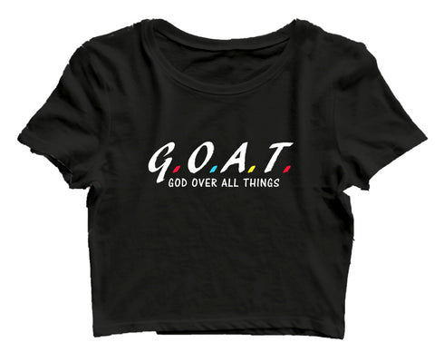 G.O.A.T. God over all things Christianity Womens Crop Tops