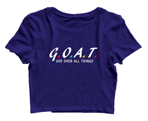 G.O.A.T. God over all things Christianity Womens Crop Tops