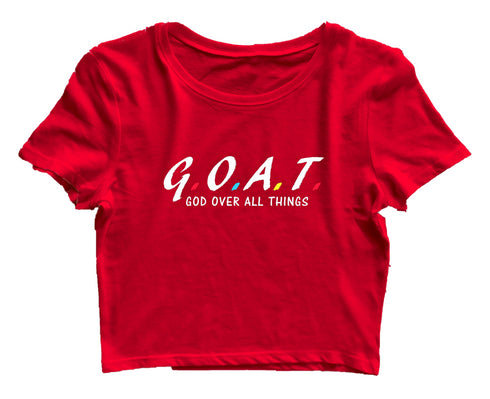 G.O.A.T. God over all things Christianity Womens Crop Tops