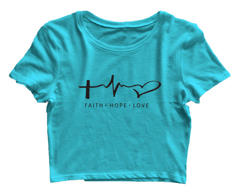 Faith. Hope. Love ECG Christianity Womens Crop Tops