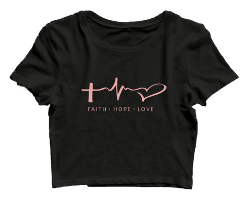 Faith. Hope. Love ECG Christianity Womens Crop Tops