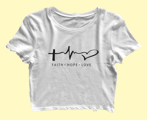 Faith. Hope. Love ECG Christianity Womens Crop Tops