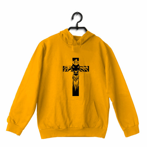 Cross with lion silhoutte Christianity Hooded SweatShirts