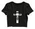 Cross with lion silhoutte Christianity Womens Crop Tops