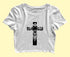 Cross with lion silhoutte Christianity Womens Crop Tops