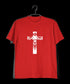 Cross with lion silhoutte Christianity Mens TShirts